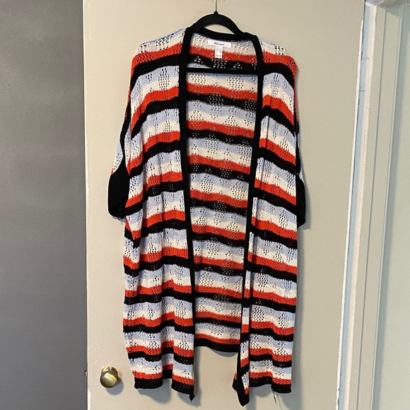 Revamped Sweaters - Revamped Black and Red , white, blue Cardigan Sweater Classic Knit